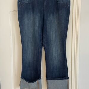 NEW Women's Dark Blue Capri denim straight leg 16 regular fit pants